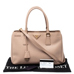 Pre Owned Prada Beige Saffiano Lux Leather Medium Galleria Tote