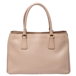 Pre Owned Prada Beige Saffiano Lux Leather Medium Galleria Tote