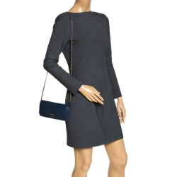 Pre Owned Prada Blue Quilted Leather Wallet on Chain