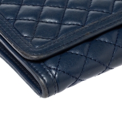 Pre Owned Prada Blue Quilted Leather Wallet on Chain