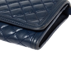 Pre Owned Prada Blue Quilted Leather Wallet on Chain