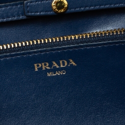 Pre Owned Prada Blue Quilted Leather Wallet on Chain