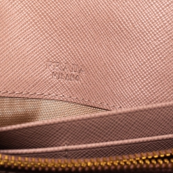 Pre Owned Prada Nude Saffiano Lux Leather Flap Continental Wallet