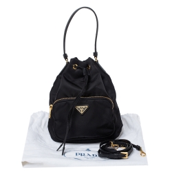 Pre Owned Prada Black Nylon Duet Top Handle Bag