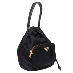 Pre Owned Prada Black Nylon Duet Top Handle Bag