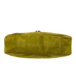 Pre Owned Prada Green Suede Flap Baguette Bag