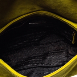 Pre Owned Prada Green Suede Flap Baguette Bag