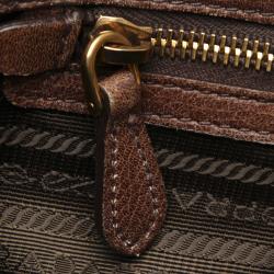 Pre Owned Prada Black/Brown Tessuto Nylon Gaufre Tote Bag