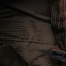 Pre Owned Prada Black/Brown Tessuto Nylon Gaufre Tote Bag