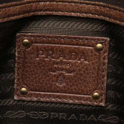 Pre Owned Prada Black/Brown Tessuto Nylon Gaufre Tote Bag