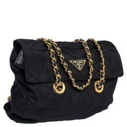 Pre Owned Prada Midnight Blue Nylon Shoulder Bag