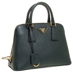 Pre Owned Prada Green Saffiano Leather Small Promenade Shoulder Bag