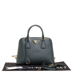 Pre Owned Prada Green Saffiano Leather Small Promenade Shoulder Bag