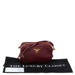 Pre Owned Prada Red Saffiano Lux Leather Camera Crossbody Bag