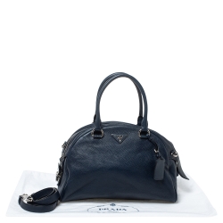 Pre Owned Prada Dark Blue Leather Satchel 