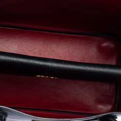 Pre Owned Prada Black Saffiano Cuir Leather Medium Double Handle Tote