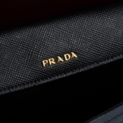 Pre Owned Prada Black Saffiano Cuir Leather Medium Double Handle Tote