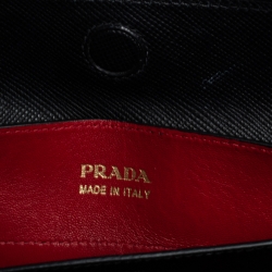 Pre Owned Prada Black Saffiano Cuir Leather Medium Double Handle Tote