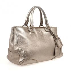 Pre Owned Prada Metallic Leather Tote