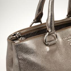 Pre Owned Prada Metallic Leather Tote