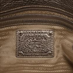 Pre Owned Prada Metallic Leather Tote