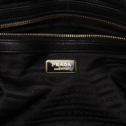 Pre Owned Prada Black Leather Gaufre Bowler Bag