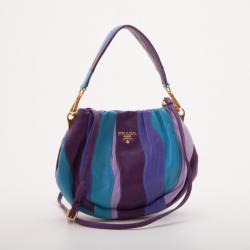 Prada Striped Leather Hobo