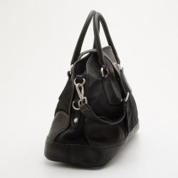Pre Owned Prada Black Nylon and Cervo Leather Bauletto Bowler Bag 