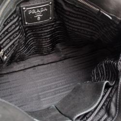 Pre Owned Prada Black Nylon and Cervo Leather Bauletto Bowler Bag 