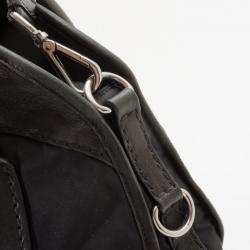 Pre Owned Prada Black Nylon and Cervo Leather Bauletto Bowler Bag 