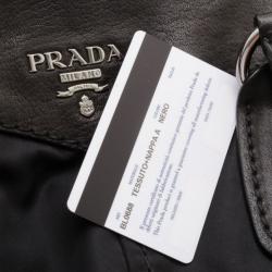 Pre Owned Prada Black Nylon and Cervo Leather Bauletto Bowler Bag 