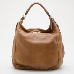 PRADA Cervo Antik Leather Tote Bag Brown