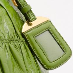 Pre Owned Prada Green Patent Vernice Gaufre Shopping Tote