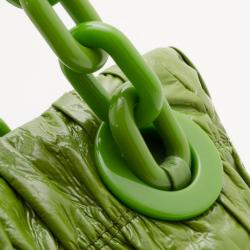 Pre Owned Prada Green Patent Vernice Gaufre Shopping Tote