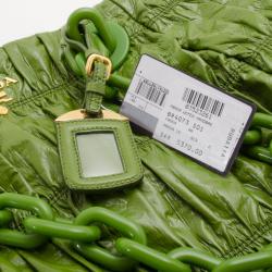 Pre Owned Prada Green Patent Vernice Gaufre Shopping Tote