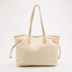Pre Owned Prada Beige Tessuto Saffian Soia Tote 