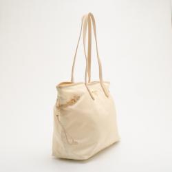 Pre Owned Prada Beige Tessuto Saffian Soia Tote 
