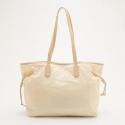Pre Owned Prada Beige Tessuto Saffian Soia Tote 