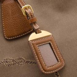 Pre Owned Prada Beige Logo Jacquard Hobo