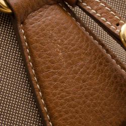 Pre Owned Prada Beige Logo Jacquard Hobo