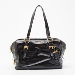 Pre Owned Prada Black Patent Leather Satchel