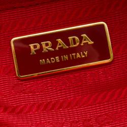 Pre Owned Prada Red Ostrich Top Handle Satchel