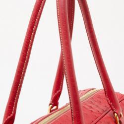 Pre Owned Prada Red Ostrich Top Handle Satchel