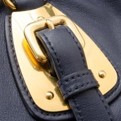 مملوكة مسبقًا Prada Navy Baltico Soft Calf Leather Tote
