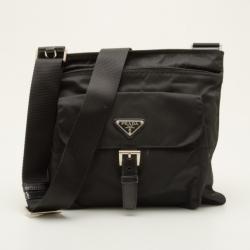 Pre Owned Prada Black Vela Nylon Messenger Bag 
