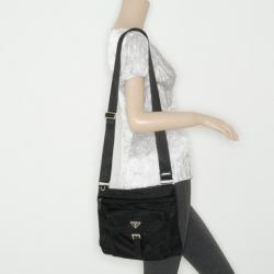 Pre Owned Prada Black Vela Nylon Messenger Bag 