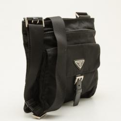 Pre Owned Prada Black Vela Nylon Messenger Bag 