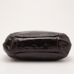 Pre Owned Prada Brown Patent Leather Gradient Pleated Hobo