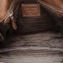 Pre Owned Prada Brown Patent Leather Gradient Pleated Hobo