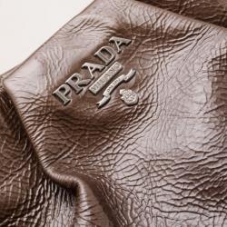 Pre Owned Prada Brown Patent Leather Gradient Pleated Hobo